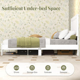 Giantex Wood Twin Bed Frames with Headboard, Mid Century Platform Bed Frame with Solid Wood Legs & Wooden Slat Support, Twin Bed Frames for Kids Adults, White Bed Giantex