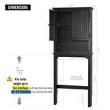 UTEX Bathroom Storage Over The Toilet, Above Toilet Storage Cabinet Organizer with Adjustable Shelves and Double Doors, Espresso UTEX