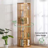 360° Rotating Bamboo Bookshelf - Multi-Tier Book Storage Rack for Efficient Organising Generic