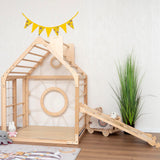 Woodandhearts Toddler Gym Playhouse, Indoor Playground, Toddler Playground, Montessori Climbing Set (Ramp, Natural Wood) Wood And Hearts