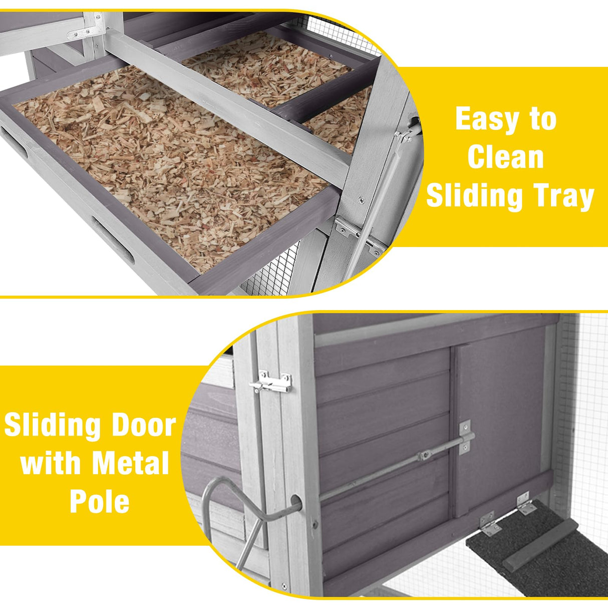 AIVITUVIN Chicken Coop for 4-6 Chickens with Wheels Chicken House with Large Run Portable Hen House Nesting Box, Metal Pull Out Tray Aivituvin