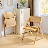 Karl home Wooden Rattan Folding Chairs 2 Pack, Portable Folding Chairs for Indoor, Ideal for Kitchen Dining Room, Office Wedding, Party, Picnic, Natural Karl home
