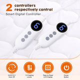 HYLEORY Heated Mattress Pad King Size Dual Control, Fast Heating Bed Warmer, Electric Mattress Pad Cover with Deep Pocket 9 Heat Settings, 10 H Auto Shut Off, Machine Washable, White 78"*80" HYLEORY