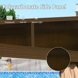 Domi 10x14FT Lean to Gazebo with Gutters, Outdoor Wall Mounted Pergola Hardtop with Galvanized Steel Sloping Roof, Patio Metal Canopy with Curtains and Nettings, Outside Awning for Backyard, Garden domi outdoor living