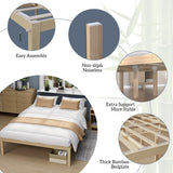 Bamboo Bed Frame Queen Size Wood Platform Bedframe Solid Stable with Non-Slip Slats Support Tall Bed No Box Spring Needed Heavy Duty Easy Assembly Noise Free Nature bambooflow