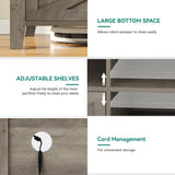 YITAHOME 70 Inch Farmhouse TV Stand with LED Lighting, Fits TVs up to 80 Inches, Media Console with Storage and Customizable Divider, Entertainment Center for Living Room (Grey) YITAHOME