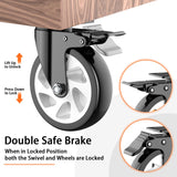 5 inch Caster Wheels, Heavy Duty Casters Set of 4, Locking Swivel Industrial Plate Casters with Double Ball Bearings,Wheels for Furniture, Workbench, Cart(Two Hardware Kits Include) LUTUMEI