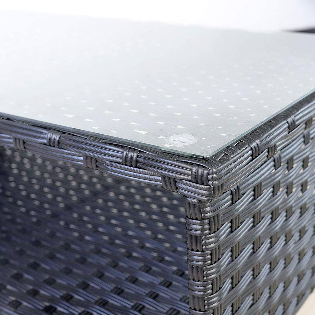 Outdoor Wicker Coffee Table Patio Furniture Garden Rattan 2-Layer Glass Table with Storage and Furniture Cover, Black Rattaner