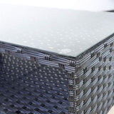 Outdoor Wicker Coffee Table Patio Furniture Garden Rattan 2-Layer Glass Table with Storage and Furniture Cover, Black Rattaner