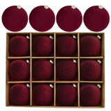 12pcs Christmas Tree Hanging Ball Decoration 2.4Inch Velvet Christmas Ornaments Balls Flocked Shatterproof Plastic Xmas Tree Ball for Party Holiday Wedding Home Decor (1, Burgundy, 12PCS) Maritown