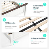 LINSY Farmhouse Bed Frame, Full Bedframe with Headboard and Footboard, Wooden Bed Frame with Solid Wood Slats, Rustic White Platform Bed Frames Full Size, No Box Spring Needed LINSY