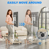 Rfiver Rolling TV Stand for 32 to 70 Inch TVs, Modern Portable Corner TV Stand with Upgraded Wheels, 9 Levels of Height & ±30° Swivel Adjustable Mobile TV Stand for Bedroom, Corner, Small Dorm, White Rfiver