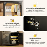 Lareth Display Cabinet with Glass Doors, 69 in Tall Bookcase with LED Lights, Curio Storage Cabinet|Kitchen Pantry Cabinet, 5 Tier Glass Display Case for Living Room, Home Office, Black Lareth