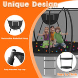 KOFUN 1500LBS 8 10 12 14 16 FT Tranpoline Outdoor for Kids Adults, Tranpoline with Net Ladder Basketball Hoop Light, Recreational Tranpolines, ASTM Approval, Easy to Assemble, Curved Poles Larger Room KOFUN