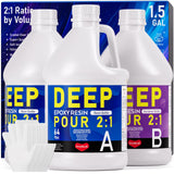 Smallbudi Deep Pour Epoxy Resin, 1.5 Gallon Epoxy Resin Kit for 2-4" Pour Depths, Crystal Clear High Gloss Bubble-Free Casting Resin for Art Craft River Table Wood Filler Bar Top Coating - 2:1 Ratio Smallbudi
