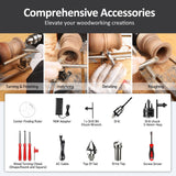 Mini Lathe, WM101A Mini Wood Lathe Machine, 24VDC 96W Power Lathe, Small Benchtop Lathe with Wood Turning Lathe Tools Kits, Infinitely Variable Speed, Professional for DIY Woodworking. ArtyMaster