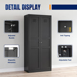 Yizosh Metal Storage Cabinet with 2 Doors and 5 Adjustable Shelves - 71" Black Kitchen Pantry Storage Cabinet, 5-Tier Tall Steel Cabinet Locker for Kitchen, Living Room, Dining Room Yizosh