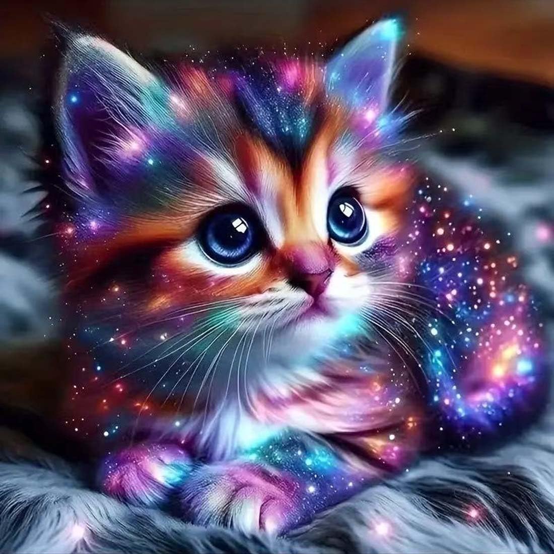 SHICERNHJ Cat Diamond Art Painting Kits,5D Full Round Drill Fluorescent Cat Diamond Art Kits for Adults Beginner,DIY Diamonds Dot Gem Art for Adults Home Wall Decor 12 x 12inch SHICERNHJ