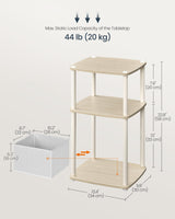 SONGMICS HOME Side Table, 3-Tier Nightstand with Storage, End Table with Fabric Basket, for Bedroom, Living Room, Steel Frame, Superfast Toolless Assembly, Modern, Natural Beige ULET286N01 SONGMICS HOME