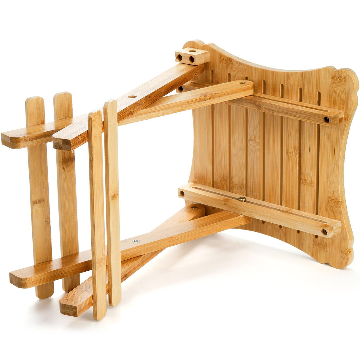 ZEAYEA 12 Inch Bamboo Folding Step Stool, Portable Shower Foot Rest Stool Bath Chair for Leg Shaving, Spa, Sauna, Collapsible Fishing Stool for Outdoor Fishing Camping, Fully Assembled ZEAYEA