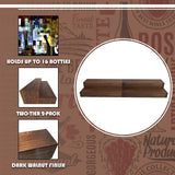 tongmo 2 pack Liquor Bottle Stand - 2 Tier Liquor Bar Bottle Display Shelf, Holds 16Bottles, Real Wood, Easy to Clean, No Installation Required - 15.8 Inch each (Dark Walnut) tongmo