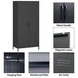 MIOCASA Metal Armoire, Wardrobe Closet Cabinet with Hanging Rod and 4 Shelf Steel Storage Locker Clothes Organizer for Bedroom, Changing Room, Laundry Room, Office (Black) MIOCASA