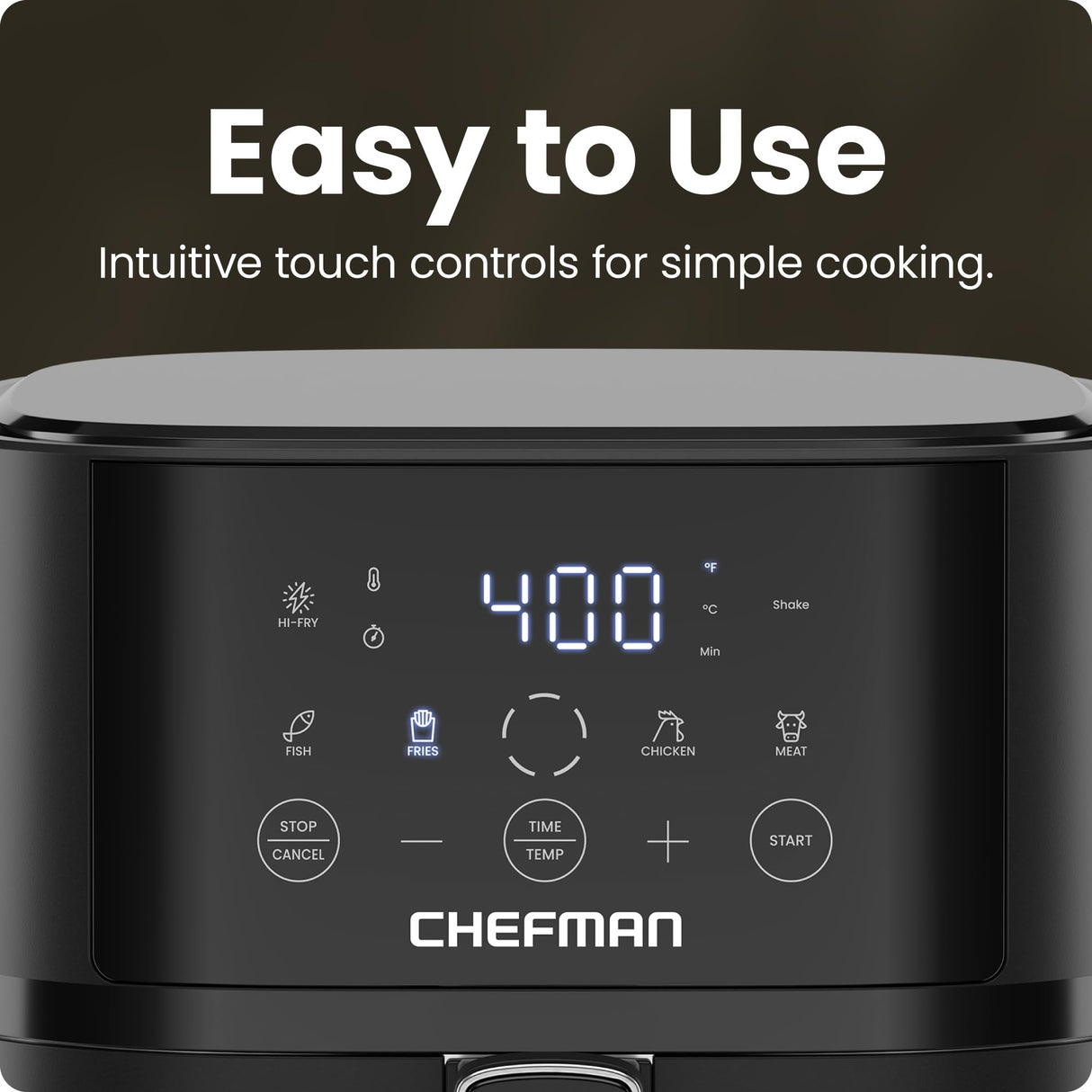 Chefman Air Fryer – 4 QT Compact Airfryer for Quick & Easy Meals in Minutes, Features Hi-Fry Technology for Extra Crisp, Touchscreen Controls with 4 Presets, Nonstick & Dishwasher Safe Basket - Black Chefman