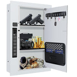 Wall Safe,Hidden Gun Safe Between Wall Studs with Battery Display&Type-C Port, with Document Organizer/Removable shelves/Key hook–Protect Valuables,Handgun, Jewelry, Documents,Cash (Digital Keypad) LANGGER V