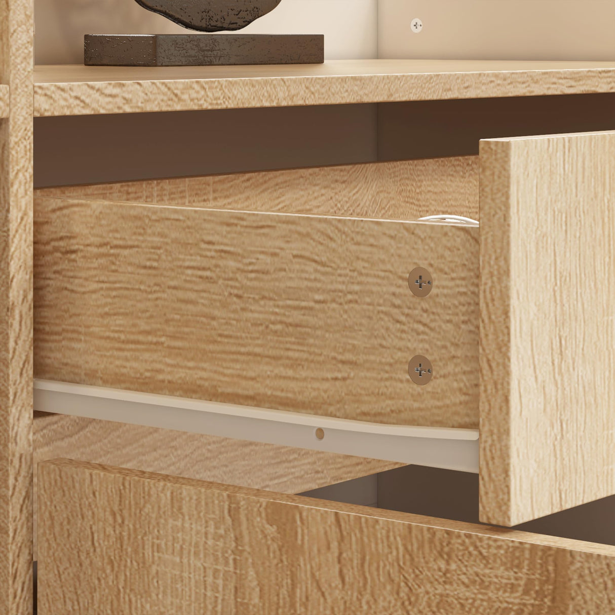 ECACAD Oak & White Reception Desk with Keyboard Tray, Retail Counter with Cabinet, Checkout Counter Table for Office Clinic Retail Lobby Salon ECACAD