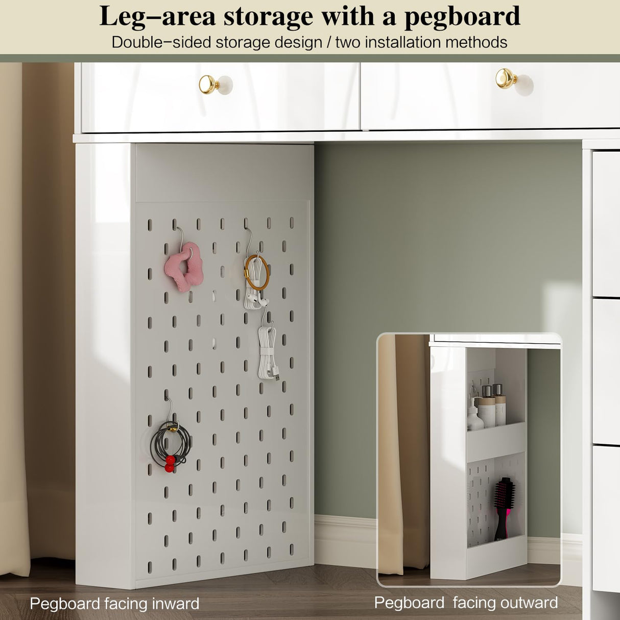 Ieejdn Makeup Vanity Desk with Mirror and Lights, Vanity Desk with 8 Drawers & Storage Shelves, Vanity Table with Power Outlet, 3 Color Modes & Adjustable Brightness Dressing Table, Bedroom,White Ieejdn