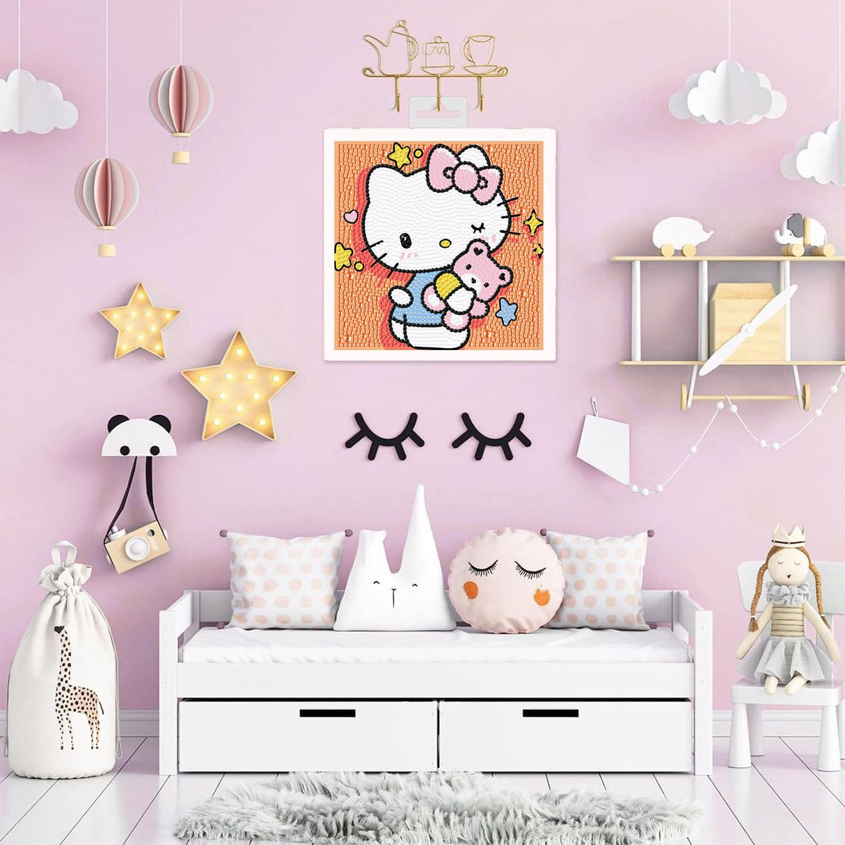 Sretoul Cartoon Diamond Art Kits for Kids with Frame - Kid Diamond Art Painting Kit Cartoon, Cute Gem Arts for Kids Ages 4 6 8 12, Easy DIY Crystal Gem Kits for Children Girls Boys Gifts (7x7 inch) Sretoul