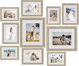 Povrgive 10 Pack Picture Frames Collage Wall Decor - Gallery Wall Frame Set with Mat for Wall Mounting or Tabletop Display, Including Two 8x10, Four 5x7, Four 4x6 Photo Frames, Real Glass Povrgive