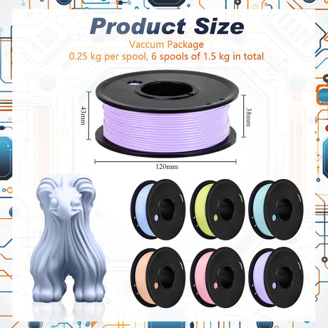 Pangda 3D Printer Filament Bundle 1.75mm Multicolor Matte or Silk PLA Filament 3D Printing Material for Halloween Thanksgiving Day Christmas Easter Holiday Crafting Decorations(1.5 kg,Pastel Color) Pangda