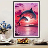 UKboken Diamond Painting Kits for Adults Full Drill Dolphin Diamond Art Dolphin Paint by Number Kits Rhinestone Embroidery Crafts for Home Wall Decor, 12x16 Inch UKboken