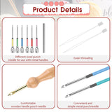 12 Pieces Needle Punch Kit, Embroidery Punch Needle Tool Adjustable Complete Puncher Needles Threader Wooden Handle Embroidery Tool for Adults Beginner DIY Craft Floss Cross Stitching InnoHHustle