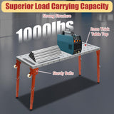 PIAOCAIYIN 46 X 18inch Welding Table, 1000lbs Portable Workbench Table Top with Casters, Steel Adjustable Height Folding Work Bench for Drill Press, Sheet Metal Machine, Miter Saw PIAOCAIYIN