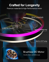 Lumary Smart WiFi Ceiling Fans with Lights, RGBAI Flush Mount Ceiling Fans with Lights and Remote, Dual Lighting Mode Modern LED Low Profile Ceiling Fan for Bedroom Works with Alexa Google, 20in Black Lumary