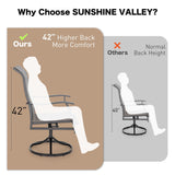 SUNSHINE VALLEY 9 Pieces Patio Dining Set for 8, Outdoor Dining Set with Teslin Fabric High Back Swivel Chairs & Black Metal Extendable Table, Outdoor Table and Chairs Set for Deck Backyare Garden SUNSHINE VALLEY