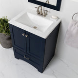Spring Mill Cabinets Emlyn 24 Inch Bathroom Vanity with White Single Sink Top, 2-Door Cabinet, 1 Drawer, 24.5" W x 18.75" D x 32.89" H, Deep Blue Spring Mill Cabinets
