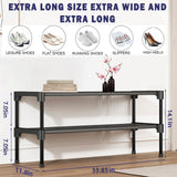 Long Shoe Rack-Shoe Organizer 2 Tier Shoe Rack for Closet Front Door Entryway Garage, Stackable Free Standing and Freely Combinable Shoe Storage, Space Saving Small Shoe Shelves. SAN HE