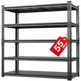 Lauxery 78” H x 55”W x 24”D Metal Garage Shelving, Adjustable 5 - Tier Basement Shelving, Easy Assembly, Large Size Heavy Duty Storage Rack for Garage, Basement & Workshop Lauxery