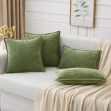 MIULEE Pack of 2 Couch Throw Pillow Covers 18x18 Inch Sage Green Farmhouse Decorative Pillow Covers with Stitched Edge Soft Chenille Solid Dyed Spring Pillow Covers for Sofa Bed Living Room MIULEE