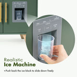 ROBUD Kids Kitchen Playset, Vintage Wooden Play Kitchen with Ice Dispenser, Pretend Toddlers Kitchen Toy with Accessories, Baby Gift for Ages 3 4 5 6 7 8 ROBUD