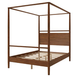 Full Size Canopy Bed Frame with Headboard, Four-Poster Wood Platform Bed, No Box Spring Needed (Full) BEDGJH