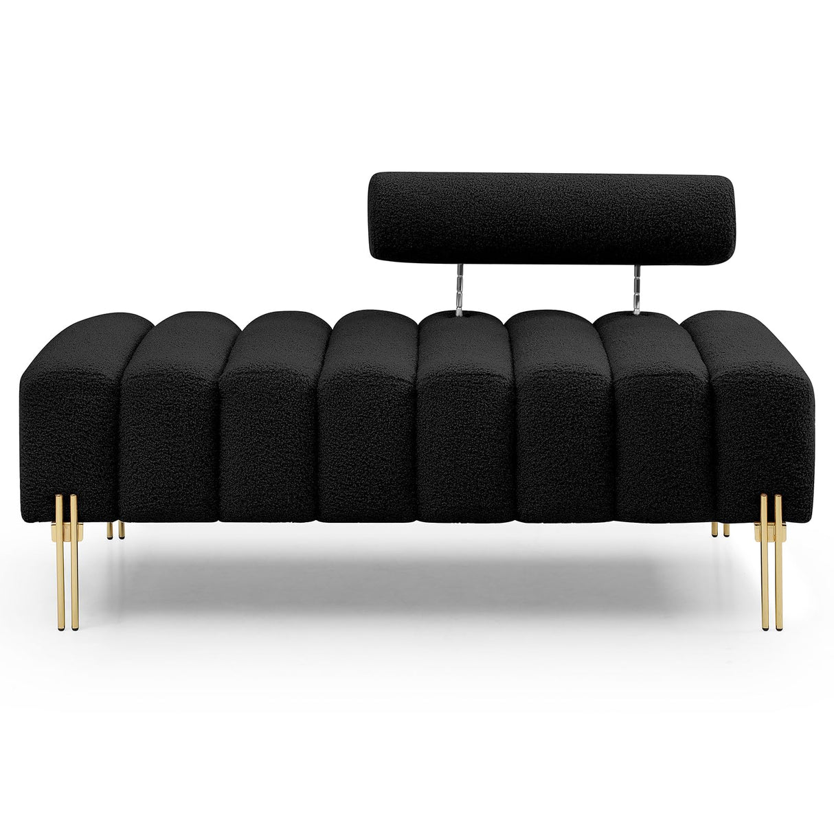 NIOIIKIT 53.2" Modern Loveseat Sofa Couch, Upholstered Accent Sofa with Golden Legs and Adjustable Backrest, Small Teddy Fleece Couches for Bedroom, Living Room, Compact Small Space (Black) NIOIIKIT