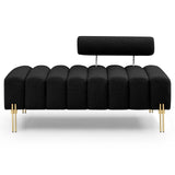 NIOIIKIT 53.2" Modern Loveseat Sofa Couch, Upholstered Accent Sofa with Golden Legs and Adjustable Backrest, Small Teddy Fleece Couches for Bedroom, Living Room, Compact Small Space (Black) NIOIIKIT