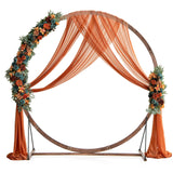Moccha Wedding Arch, 7.4 FT Wooden Arch Backdrop Stand, Outdoor Archway Pergola, Garden Arbor Trellis for Climbing Plants Flower Balloon, Rustic Wedding Decorations for Home Party Ceremony, Round LDAILY
