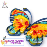 Uniquilling Quilling Paper Quilling Kit for Adults Beginner, 8 * 10-inch Blue Butterfly, Exquisite DIY Paper Filigree Painting Kits Quilling Tools, Home Room Wall Art Decor Best Gifts(Basic) Uniquilling