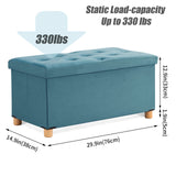 BRIAN & DANY 30 Inches Folding Storage Ottoman Bench, Ottoman with Storage for Living Room, with Wooden Feet and Lid, Teal BRIAN & DANY