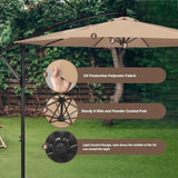 Simple Deluxe 10ft Offset Umbrella Cantilever Patio Hanging Umbrella with Crank & Cross Base Suitable for Garden, Lawn, Tan Simple Deluxe
